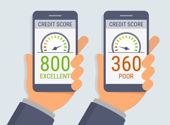 Two phones reflecting high and low credit score, illustrating how normal it can be for Credit Score to Fluctuate