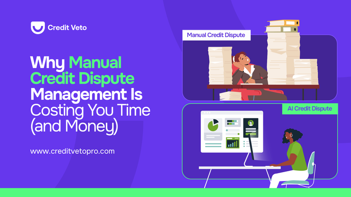 A split-screen image showing a stressed manual credit repair specialist and a cheerful AI-powered credit repair professional 