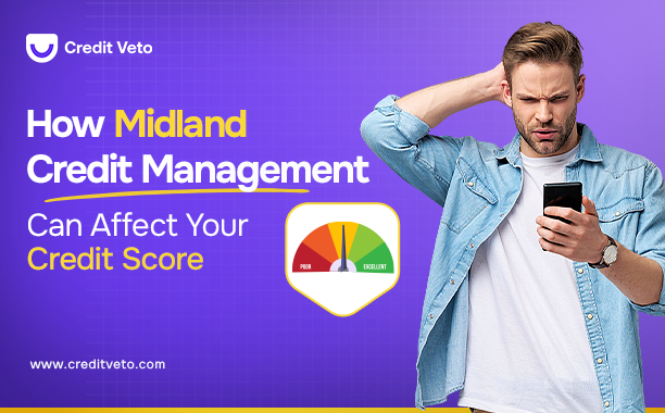 Image of a man looking at his credit report on his phone and wondering how midland credit management