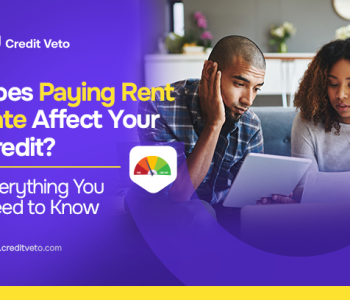 A man and woman with curly hair looking into their credit report and wondering "Does paying rent late affect your credit score?"