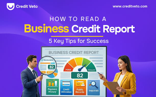 A man and a lady looking at a business credit score chart and wondering how to read a business credit report