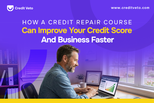 A man going through a credit repair course on his PC