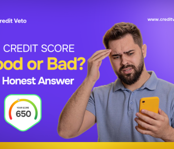 A man looking worried at his phone after seeing a 650 credit score